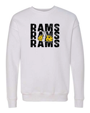 Load image into Gallery viewer, GLITTER Rams Cheer Stacked Crewneck