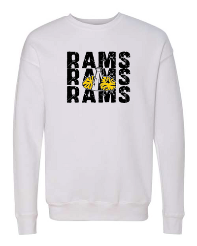 GLITTER Rams Cheer Stacked Crewneck