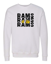 Load image into Gallery viewer, GLITTER Rams Cheer Stacked High Quality Crewneck