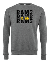 Load image into Gallery viewer, GLITTER Rams Cheer Stacked Crewneck