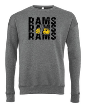 Load image into Gallery viewer, GLITTER Rams Cheer Stacked High Quality Crewneck