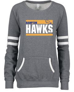 Enza Ladies Varsity Crewneck Hawks three lines