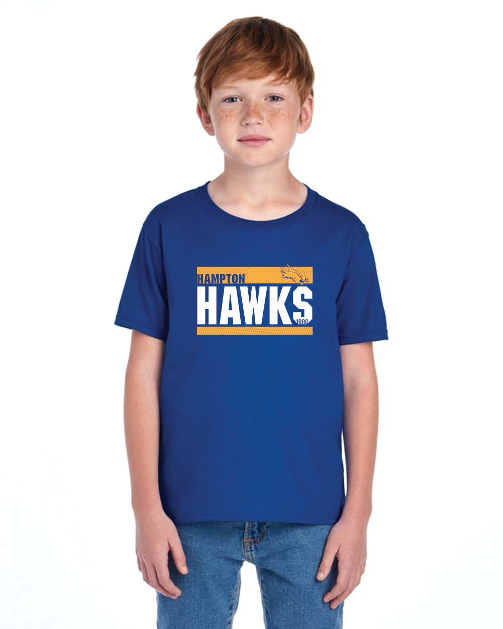 Fruit of the Loom cotton Youth tshirt Hawks three lines