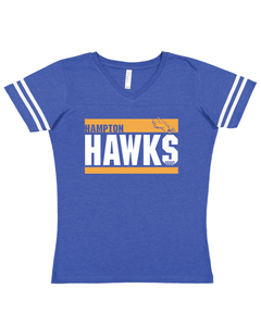 LAT Ladies VNeck Hawks three lines