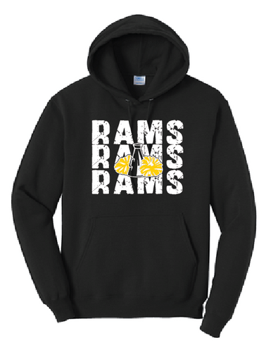 GLITTER Rams Cheer Stacked Hoodie