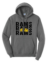 Load image into Gallery viewer, GLITTER Rams Cheer Stacked High Quality Hoodie