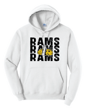 Load image into Gallery viewer, GLITTER Rams Cheer Stacked High Quality Hoodie
