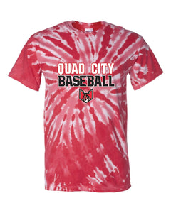 Quad City Heat - "Stacked Logo" Red Tie-Dye Short Sleeve T-Shirt